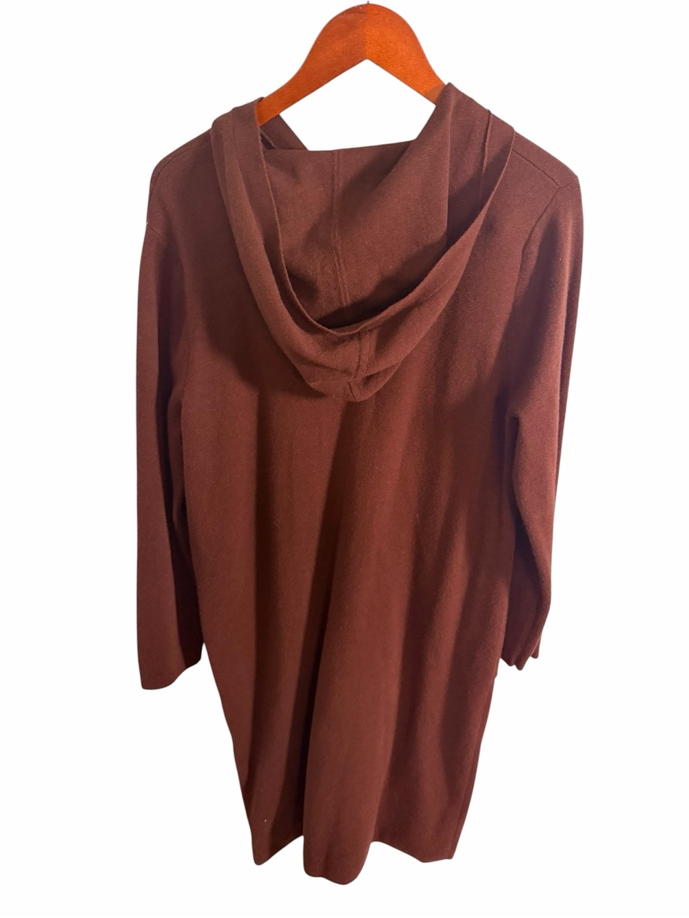 Warm Long Sleeve Hooded Sweater Dress in Brown - Picture 3 of 7